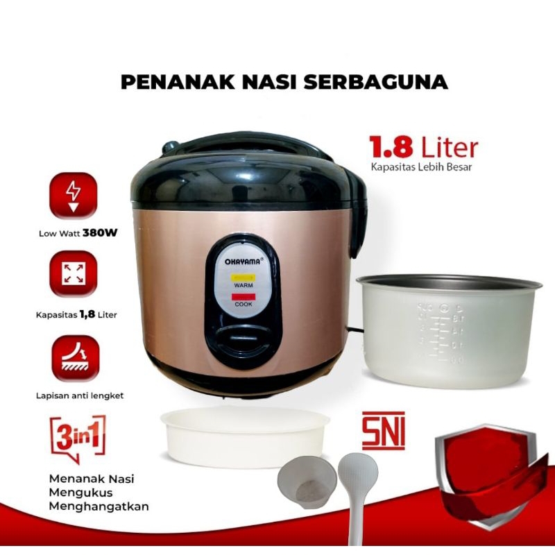 OKAYAMA 308 1.8 Liter,  Magicom Rice Cooker , Penanak , Menanak Nasi