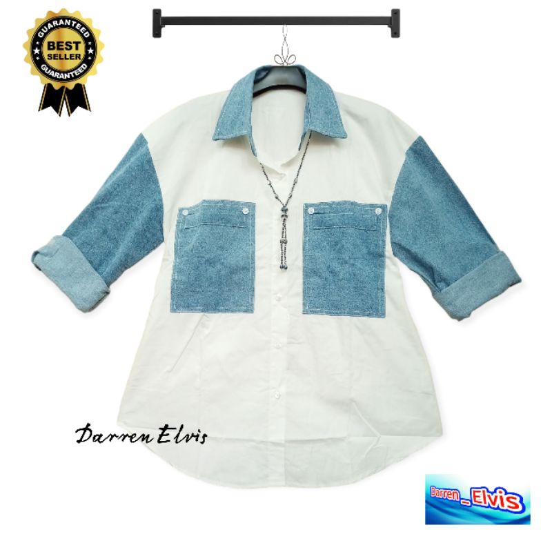 Kemeja Wanita / Katun Kombinasi Jeans Terlaris