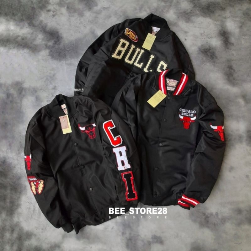 VARSITY JACKET CHICAGO BULLS M&amp;N FULL BORDIR FULLTAG &amp; LEBEL PREMIUM