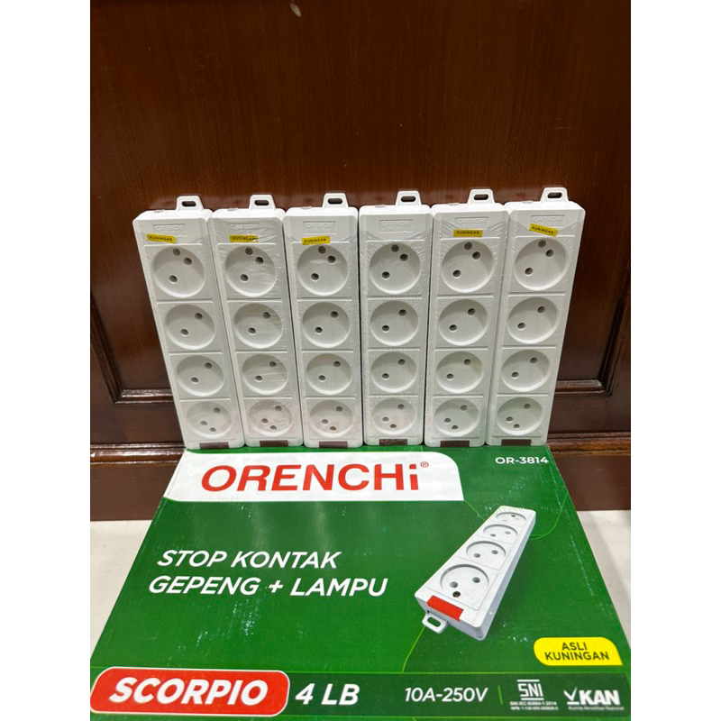 Stop Kontak Gepeng + Lampu ORENCHI 2 3 4 Lubang SNI ORENCHI SCORPIO