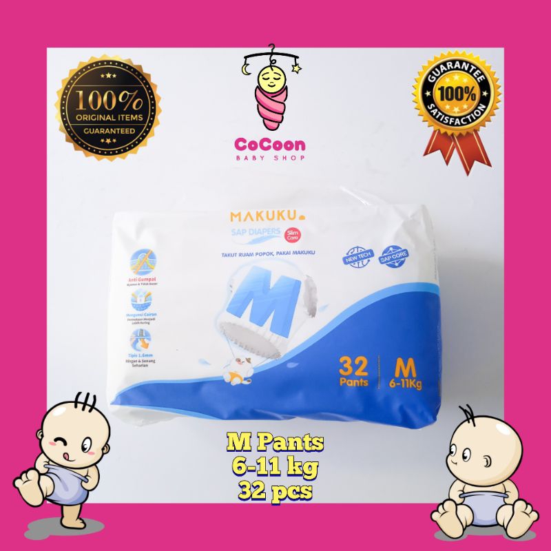 Popok Bayi Makuku Slim Care Pants M32 M 32 Tipe Celana Pant