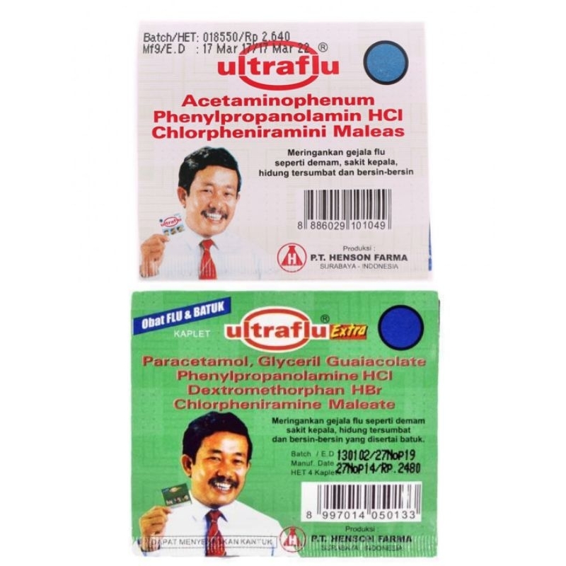 ULTRAFLU 1 STRIP ULTRAFLU EXTRA ULTRAFLU HIJAU  1 STRIP ISI 4 TABLET