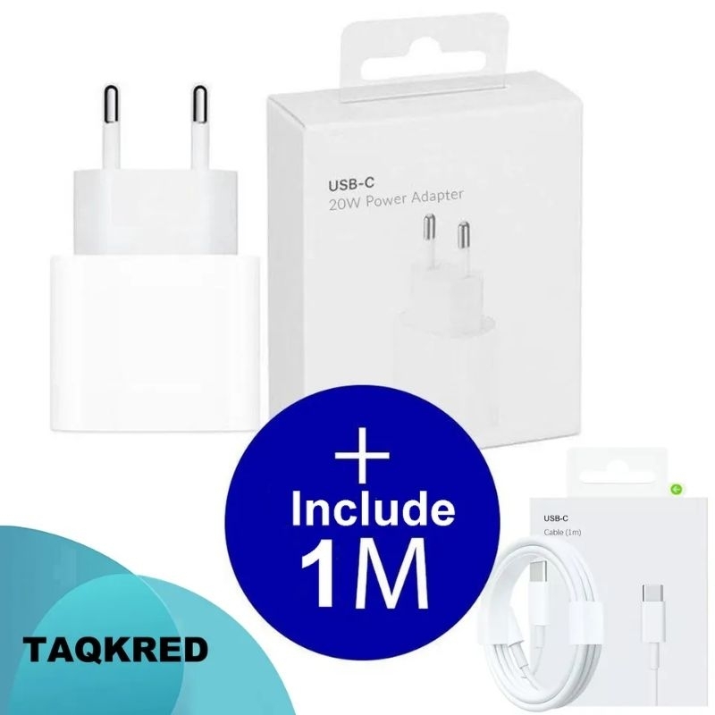 ✅(BISA COD) Eu Wall Charger PD20W Set Charger Super Quick Untuk Ip14 13 12 Pro Max CHARGER