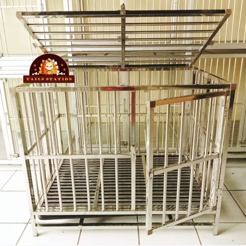 Dog Cage Stainless Kandang Anjing Beroda Small