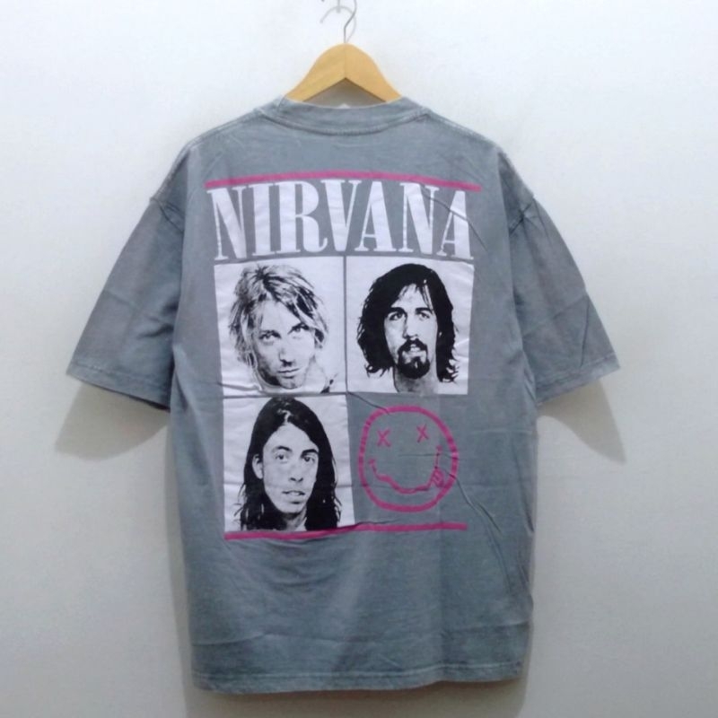 kaos baju nirvana nevermind rambow logo t-shirt oversize tie dye