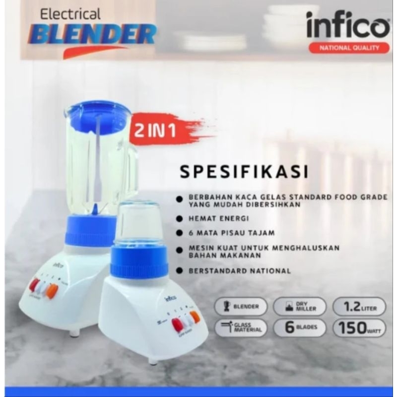 Blender Kaca 1.2 Liter INFICO Madia 2in1 150watt National Quality