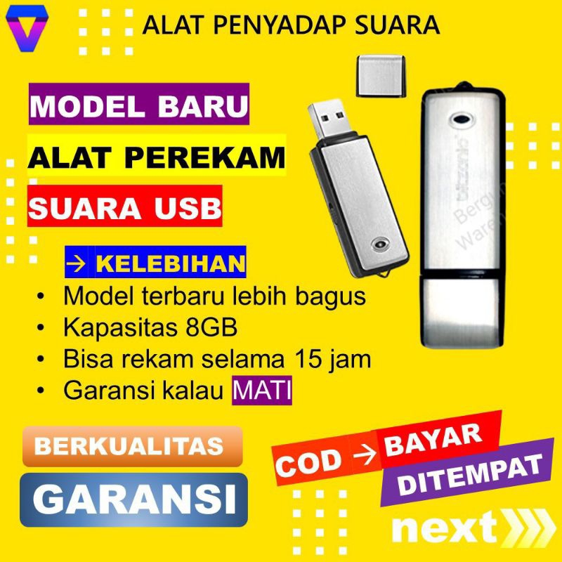 Alat Perekam Suara USB Mini Tersembunyi Alat REKAM Suara Voice Recorder Flasdisk 8gb ORI JS63