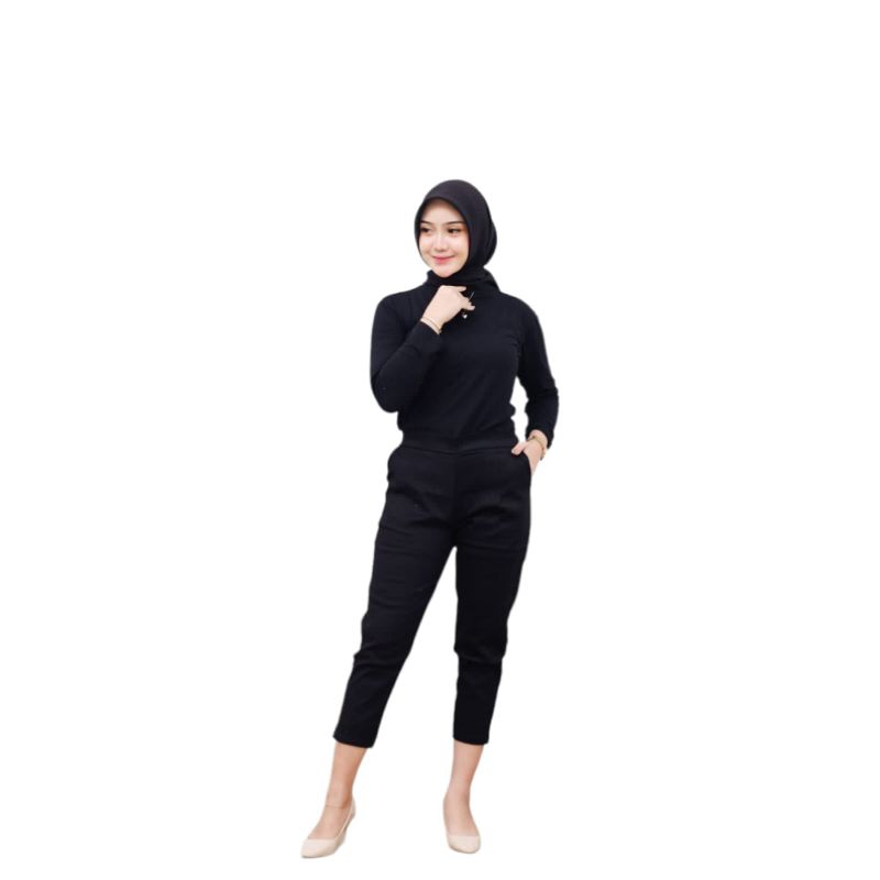 CELANA WANITA GIO PANTS 7/9 KATUN STRETCH / CELANA WANITA PINGGANG KARET 7/9