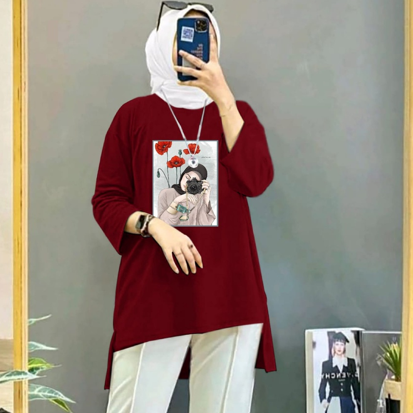 BISA COD ~ ATASAN TUNIK CAMERA JUMBO XXL~TERBARU BAJU OVERSIZE WANITA KEREN MASA KINI DAN TERLARIS