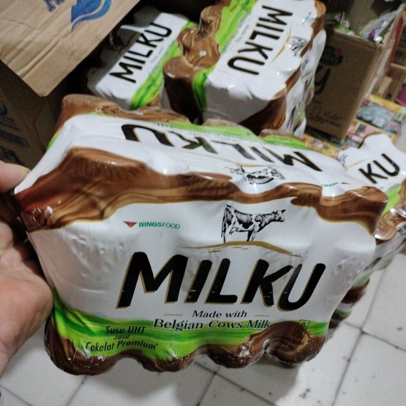 

milku susu UHT rasa cokelat premium harga 1pack isi 12 botol@200ml