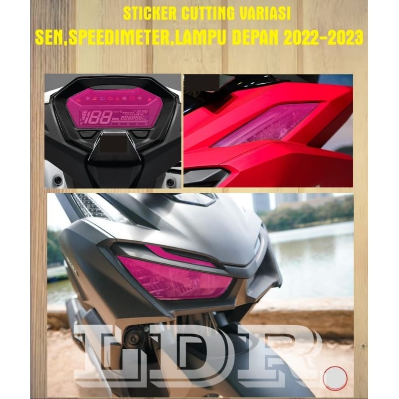 stiker variasi pelindung spidometer,sen dan lampu depan motor vario new 160