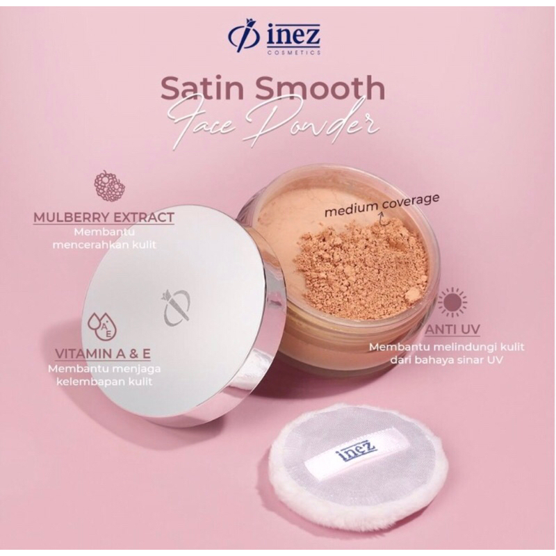 Bedak Tabur Original Inez Skin Linghtening Series Satin Smooth Face Powder