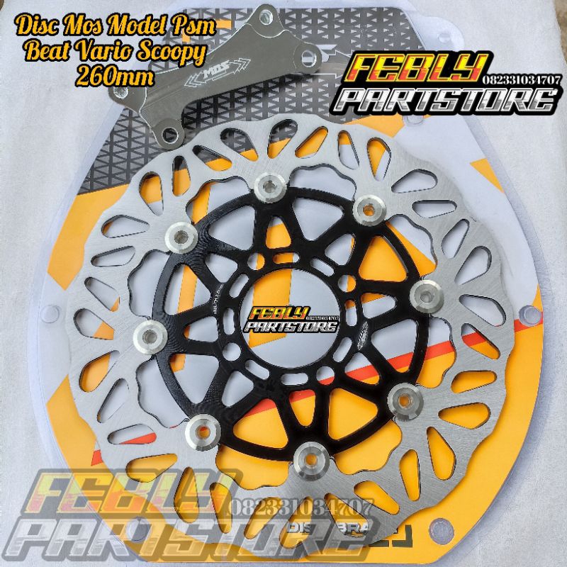 DISC BRAKE PIRINGAN MOS MODEL PSM BLACK 260MM BEAT SCOOPY VARIO PIRINGAN CAKRAM MOS FLOATING 260MM V
