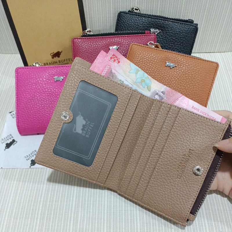 Dompet braun buffel wanita motif kulit jeruk + box