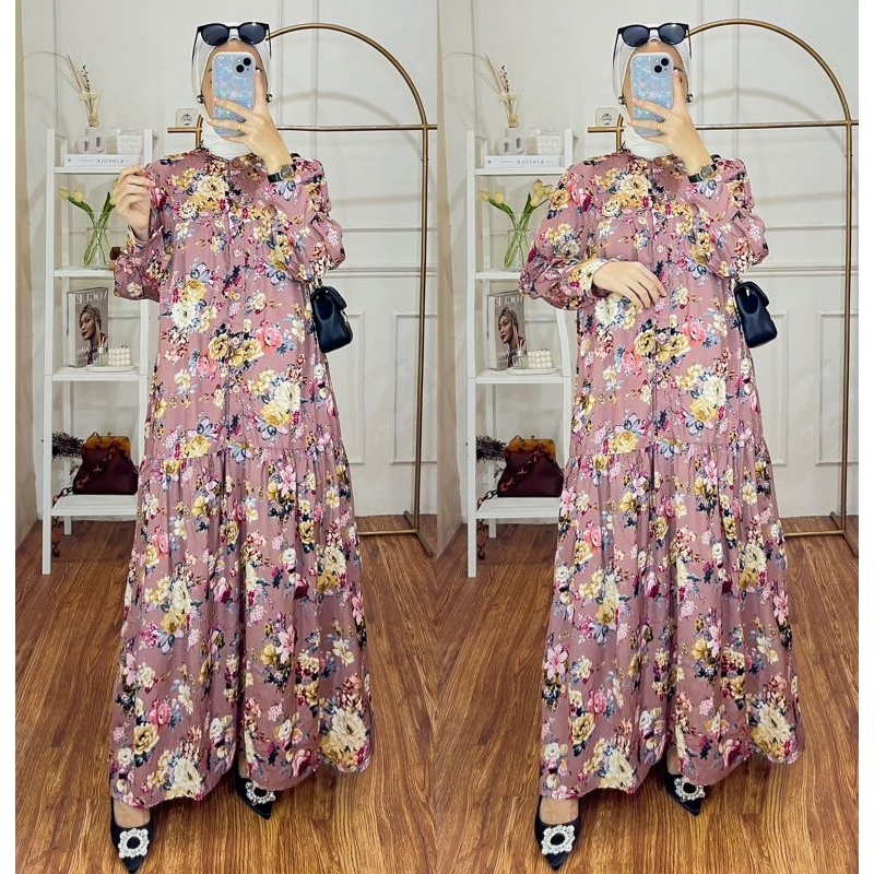 dress bunga rayon