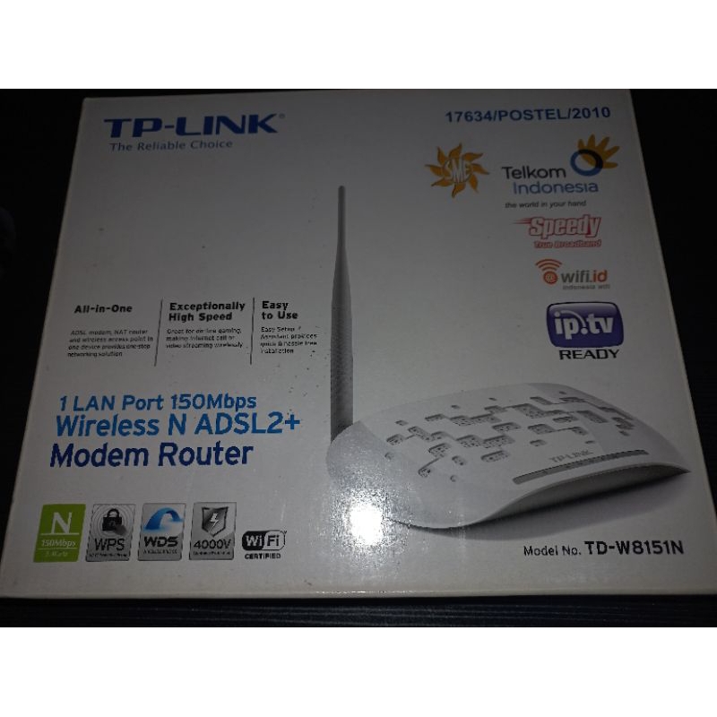 Tp-Link Wireless N ADSL2+ Modem Router TD-W8151N