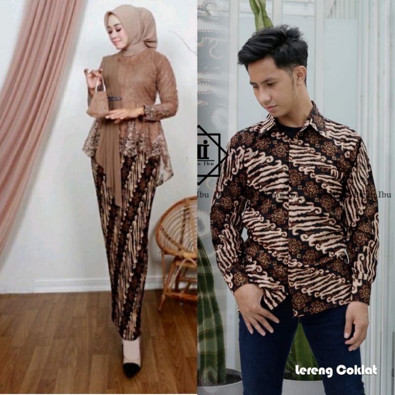 Kebayashopp couple kebaya aurora selendang kemeja batik panjang/setelan kebaya aurora selendang/couple kebaya wisuda /couple kebaya kondangan/couple kebaya pesta/couple kebaya aurora tulle/couple keluarga/couple sarimbit/kebaya busui