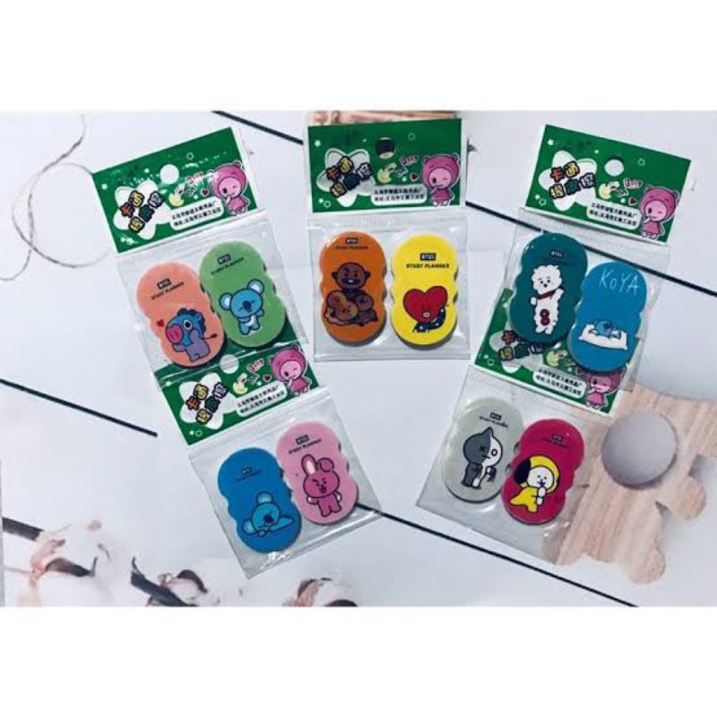 

2 Buah Penghapus Pensil BT21 Penghapus Pensil BTS Lucu
