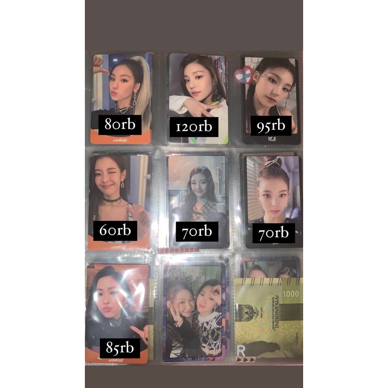 itzy wannabe photocard official yeji ryujin lia border hitam sign oren