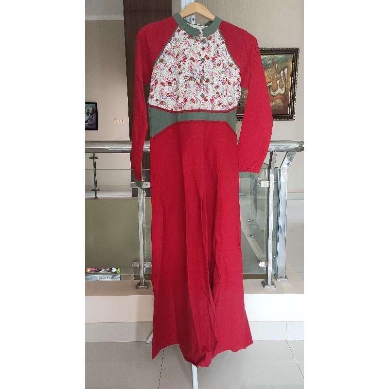 Gamis Tunika Merah Bunga