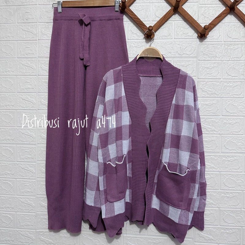 ONESET CARDIGAN MORENA SETELAN CELANA KULOT RAJUT WANITA