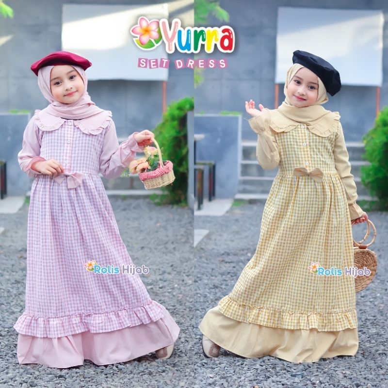 YURRA Set Dress  gamis anak gamis anak perempuan gamis muslim anak perempuan pakaian anak