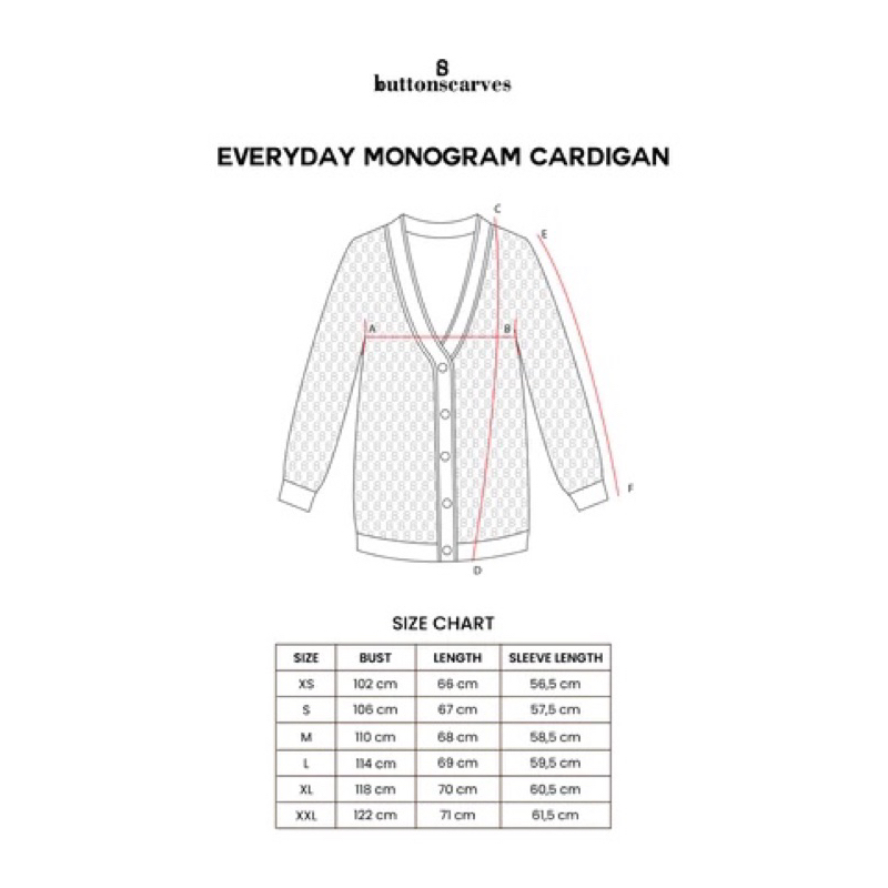 Everyday Monogram Cardigan - Buttonscarves