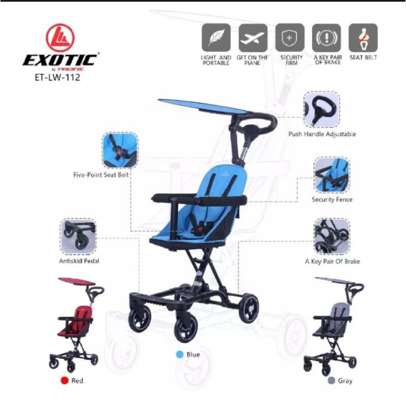 STROLLER TRAVELING KURSI DORONG ANAK/ BAYI Exotic stroller ET-LW 112 Baby Stroller mainan bayi/Rider Magic Stroller Exotic