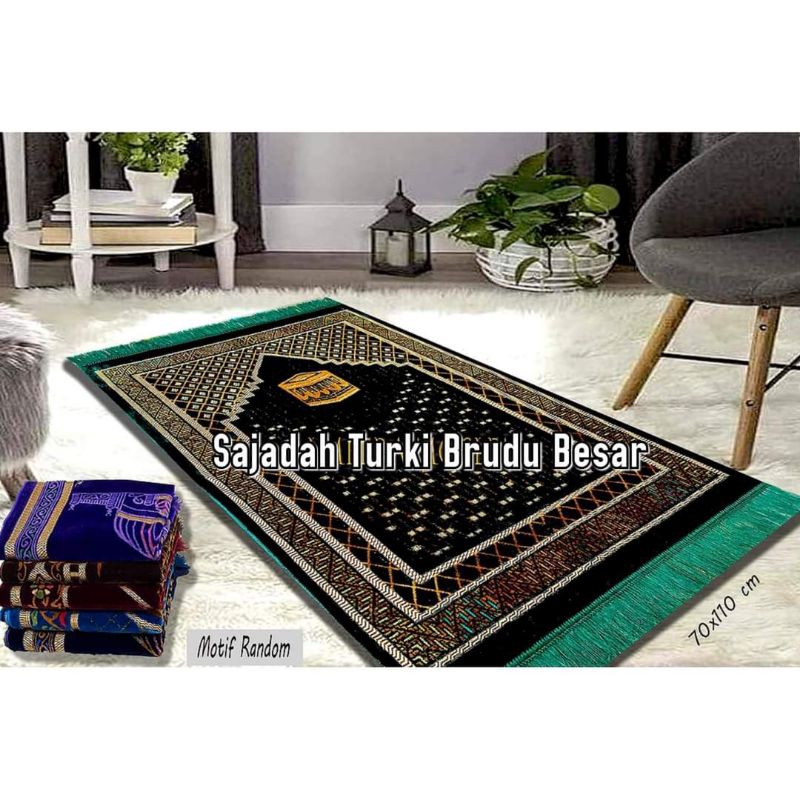 Sajadah Turkey Bahan Bludru Rumbei Tebal ukuran Besar bonus Tasbih by zellshop