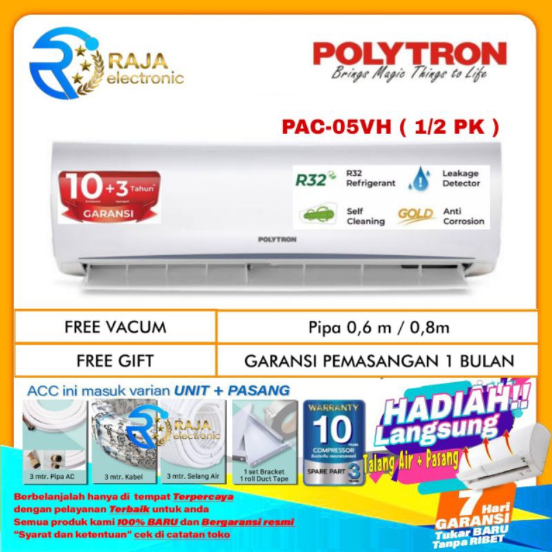 AC POLYTRON 1/2 PK PAC 05VH Deluxe 2 + instalasi pemasangan