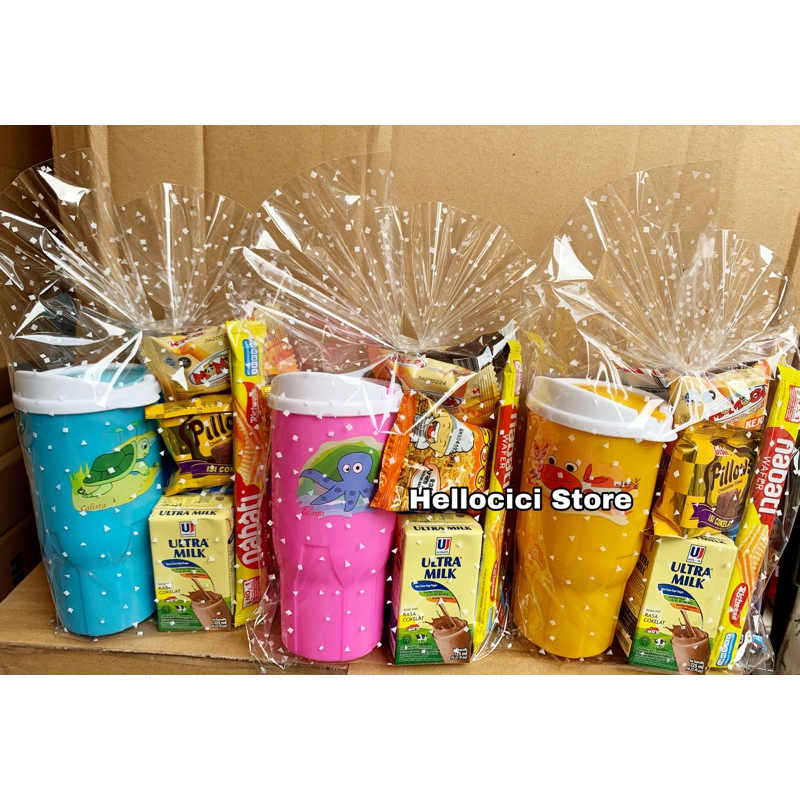 

SOUVENIR PARCEL BINGKISAN SNACK ANAK + GELAS BIG ULTAH