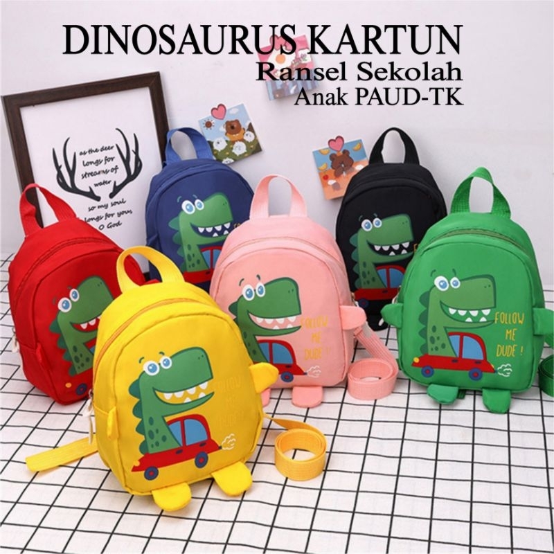 Hot Sale Ransel Dinosaurus Kartun Lucu Tas Sekolah PAUD-TK Anak Laki-laki Perempuan