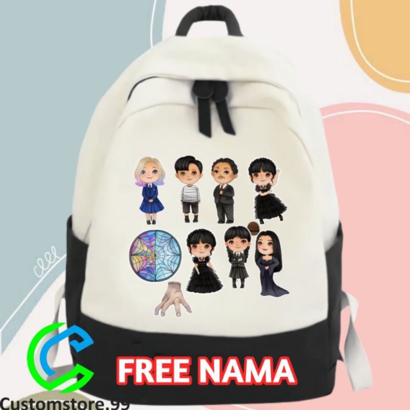 TAS RANSEL ANAK WEDNESDAY ADDAMS FREE CETAK NAMA