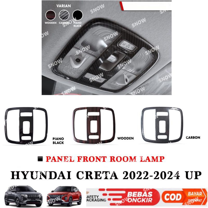 Panel Front Room Lampu Hyundai Creta 2022 2023 2024 Up Wood Hitam Carbon