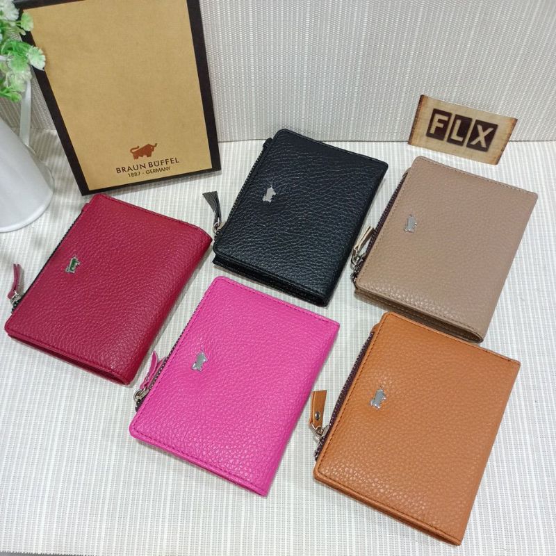 Dompet braun buffel wanita motif kulit jeruk + box