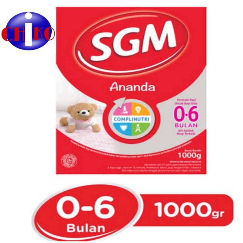 SUSU FORMULA SGM ANANDA 0-6 BULAN 1000 GRAM