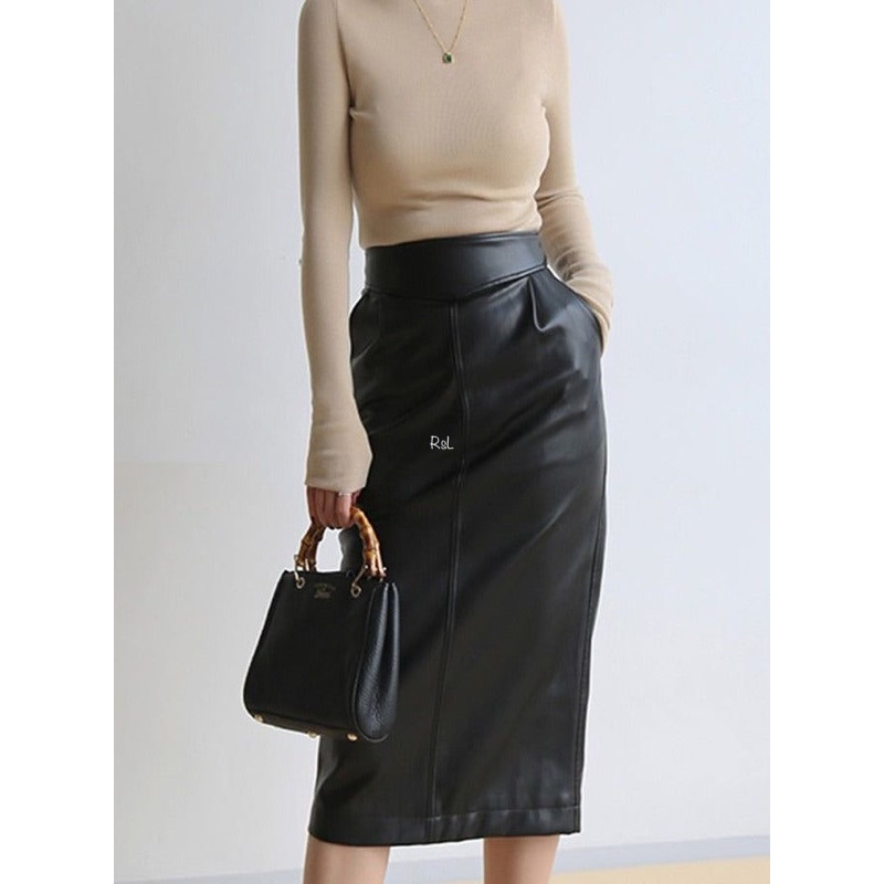 Span kulit wanita / skirt leather vintage midi