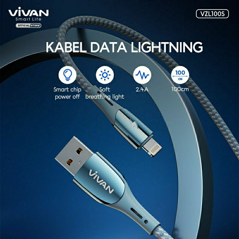 Kabel Data Vivan VZL100S 2.4A Kabel Data Lightning iPhone Auto Smart ORIGINAL