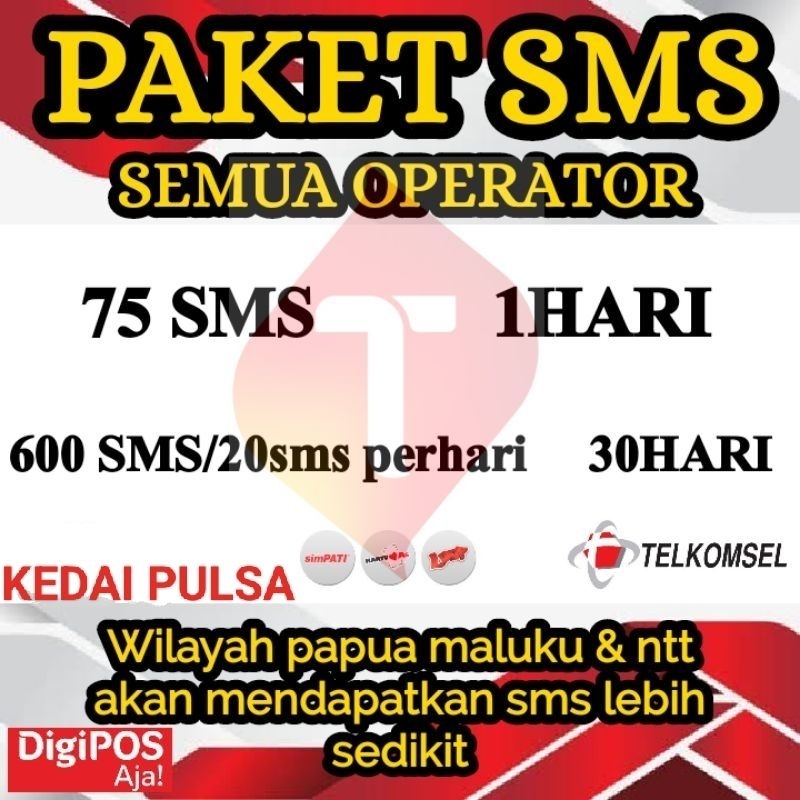 PAKET SMS TELKOMSEL  75 SMS,600 SMS ALL OPERATOR MURAH