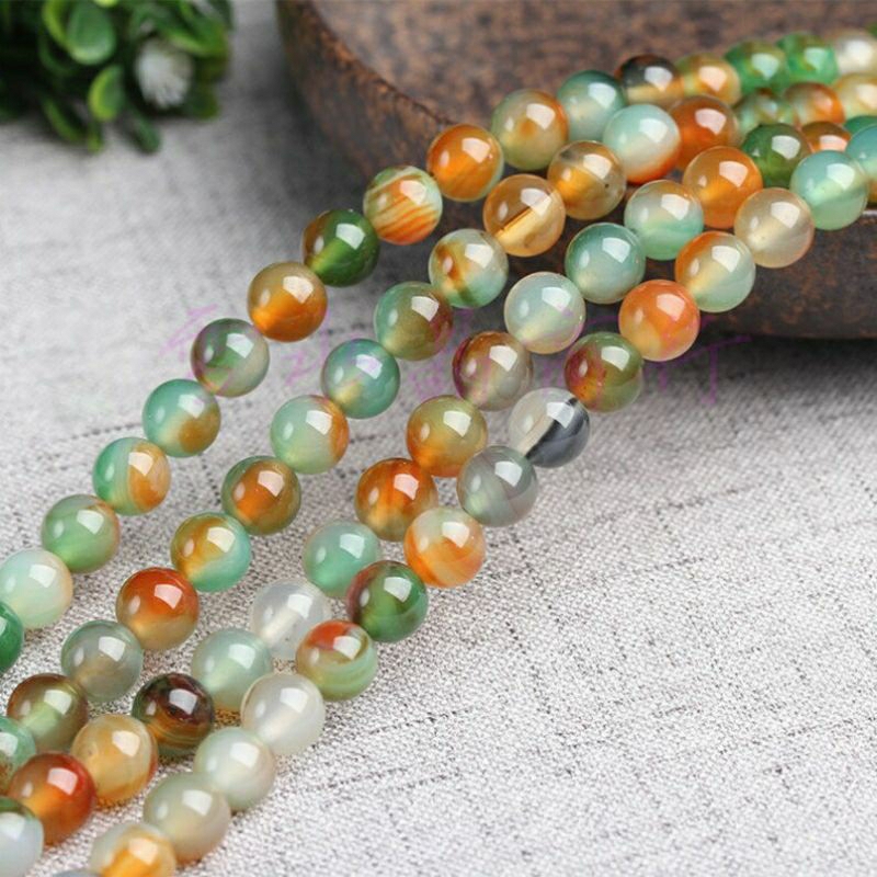 Batu Alam Bulat Kuarsa Hijau Pancawarna Edong New Bahan Gelang diy