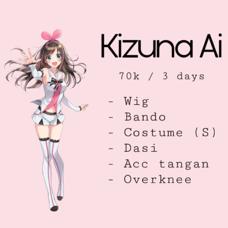 Rental Cosplay Kizuna Ai Hololive Vtuber gen 1