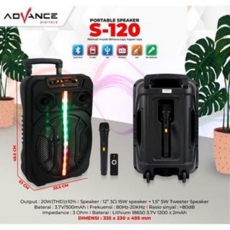 ADVANCE S120 SPEAKER PORTABLE BLUETOOTH 12 INCH