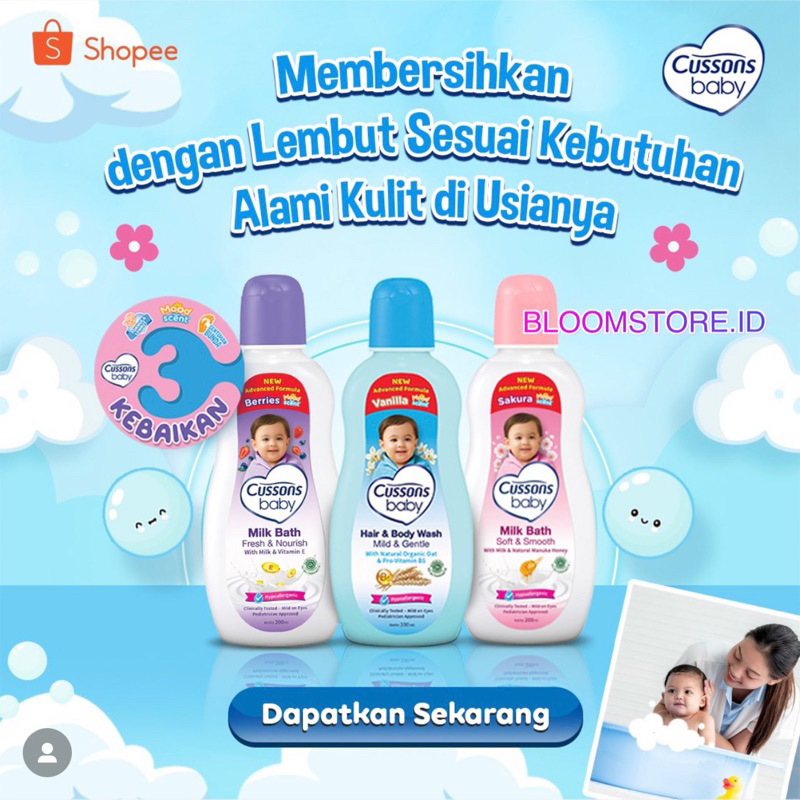 CUSSONS Hair and &amp; Body Wash Mild Gentle Biru Botol Sabun Cair Mandi Bayi 2in1 2 in 1 2in 1 2 in1 Shampoo Shampo Milk Bath Baby 100+100 ml 100ml+100ml 100ml + 100 200 ml 200ml ExtraFill Extra Fill 100+100ml Cusson Cusons Extra Xtra Fill