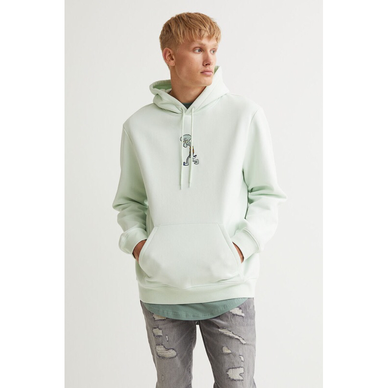 COD 3.3 Hoodie H&amp;M Squidward green mint Sweater HnM Pria Wanita