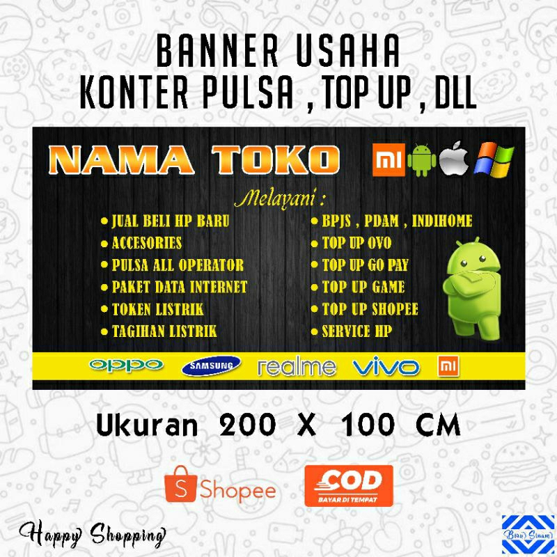 Banner Murahh Konter Top Up Pulsa Paket Data Dll , Ukuran 200X100CM