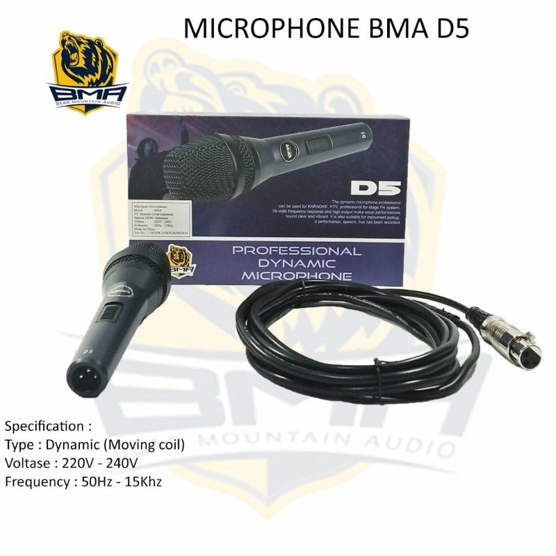 BMA Mic Kabel Dynamic DS4 Microphone Mik Bear Mountain Audio