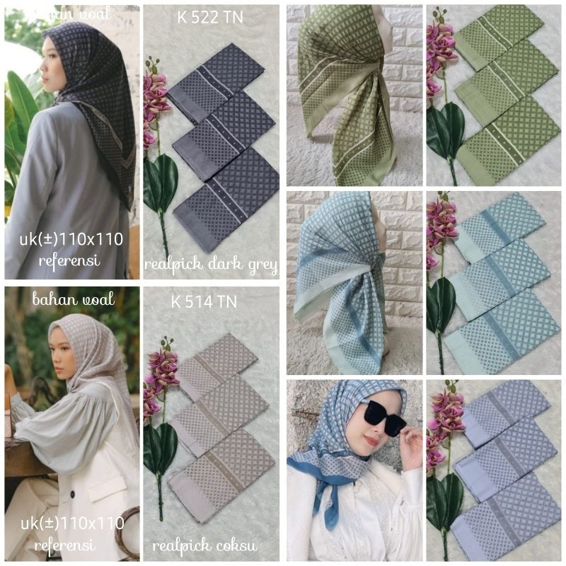 jilbab segi empat  motif voal motif lasercut denay motif voal motif premium (harga grosir partai)