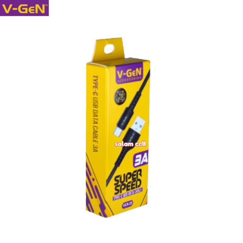 Kabel Data Type-C V-Gen VCB-23 3A Fast Charging Original Vgen Vcb 23 Garansi Resmi