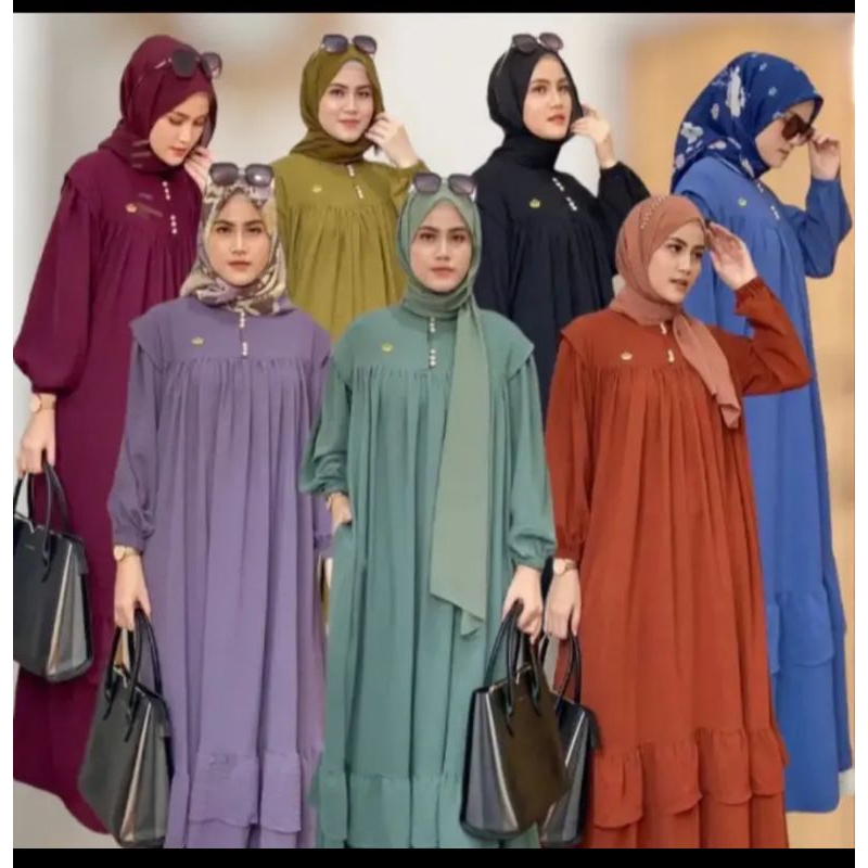 NEW //GAMIS KALLA DRES//BAHAN CRINGKLE AIR FLOW PREMIUM/GAMIS WANITA