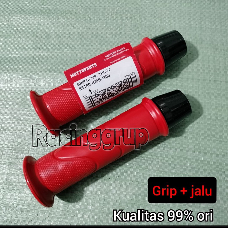 Handgrip / Handfat standar HONDA + Jalu Stang Hitam FULL BESI PADAT , HONDA MATIC BEBEK MOGE , VARIO , BEAT , SCOOPY , GENIO , PCX , BLADE , SUPRA , GRAND , PRIMA , KHARISMA , TIGER , MEGAPRO , GLPRO , CB , MERAH